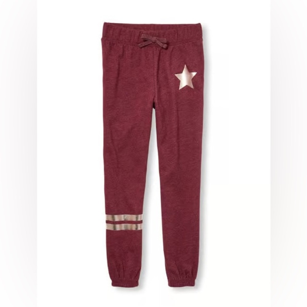 The Children's Place Girls Red Silver Star Athletic Sports Joggers, Size XXL 16